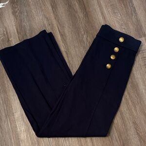 LOFT Dark Blue Wide Leg Pants with Gold Buttons